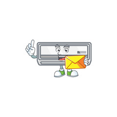 Poster - Happily air conditioner mascot design style with envelope