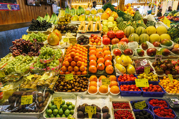 Wall Mural - Fruit market. Lots of different fresh fruits.