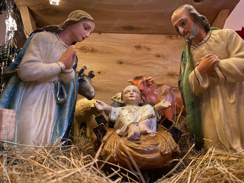 Obraz na płótnie szopka, Boże Narodzenie, Narodzenie Pańskie, Matka Boże, św. Józef, Jezus, dzieciątko, dziecko w salonie