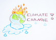 Zeichnung Climate Change gemalte Erde 