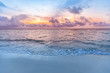 Leinwandbild Motiv Sea sand sky concept, sunset colors clouds, horizon, horizontal background banner. Inspirational nature landscape, beautiful colors, wonderful scenery of tropical beach. Beach sunset, summer vacation