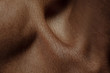 © master1305 - Collarbones. Detailed texture of human skin. Close up shot of young african-american male body. Skincare, bodycare, healthcare, hygiene and medicine concept. Looks beauty and well-kept. Dermatology.