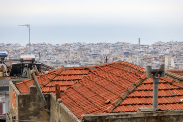 Thessaloniki city view in cloudy  from the mountain