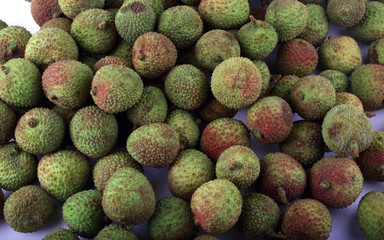 Sticker - Lychee background. Tropical fruits