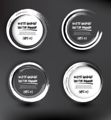 Wall Mural - Abstract vector grunge banners set of 4. Hand drawn white grunge circle frames. Isolated on the dark panel. Each item contains space for own text. Vector illustration. Eps 10.