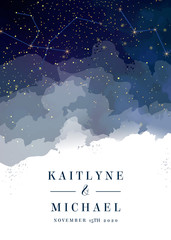 Wall Mural - midnight milky way. watercolor painting card.