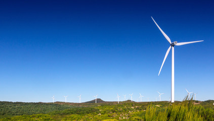 wind turbine on blue sky