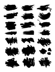 Wall Mural - collection of ink brush strokes. set of vector grunge brushes. dirty textures of banners, boxes, fra