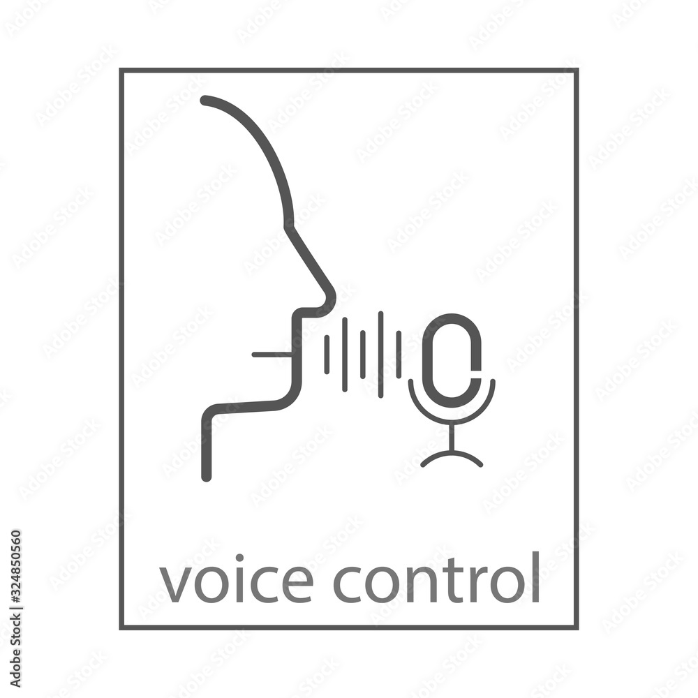 Voicelog Icon Voice identity vector line icon. Recognize audio system sign. Voiceover ...