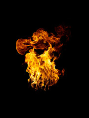 real and hot flames are burning on a black background.