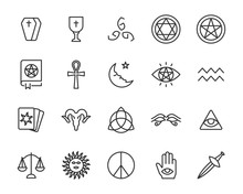 Set Of Occult Icons, Magic, Astrology