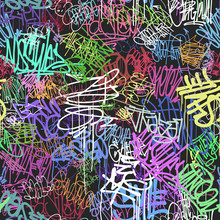 Graffity Wall Colorful Tags Seamless Pattern, Graffiti Street Art
