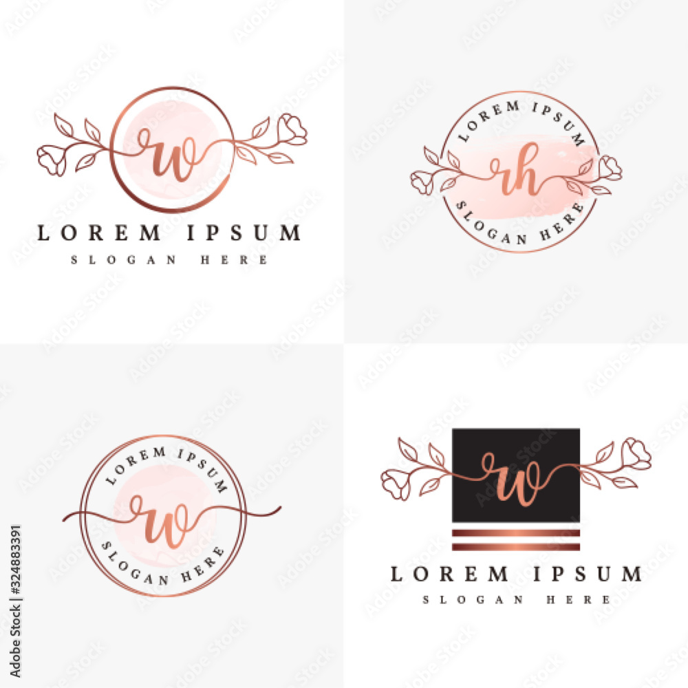 Initial rv feminine logo collections template premium vector Stock ...