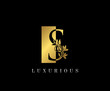 Golden S Luxury Logo Icon, Vintage Gold S Letter Logo Design.
