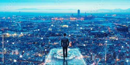 Fotomural Business man on future network city