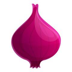Poster - Violet raw onion icon. Cartoon of violet raw onion vector icon for web design isolated on white background