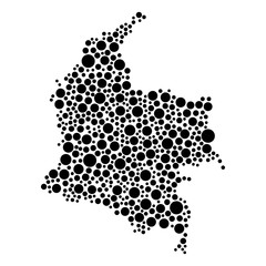 Fototapete - Colombia map from black circles of different diameters or spots, blotches, abstract concept geometric shape. Vector illustration.