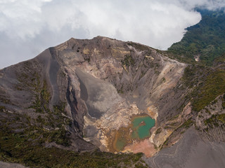 Beautiful aerial view of the Irazu Volcano in Costa Rica 