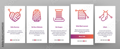 Cuadros en Lienzo Yarn Ball For Knitting Onboarding Icons Set Vector