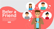 © danijelala - refer a friend affiliate partnership and earn money. marketing concept strategy.template for web landing page, banner, vector illustration