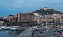 Panoramic Shot Of Naples City With The Back Side View Of Castel Nuovo Or New Castle
