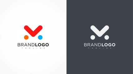 Poster - abstract letter m logo rounded line with dots. flat vector logo design template element.