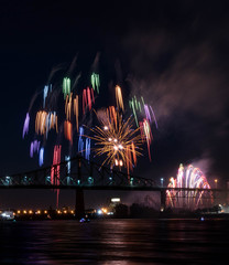 Wall Mural - fireworks. Jacques Cartier bridge with fireworks. Montreal Quebec. Fireworks.