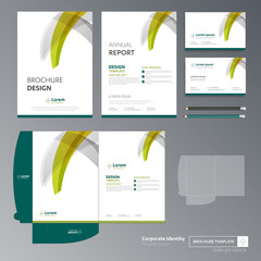Fototapete - Flyer brochure business annual report cover template design Corporate Business Identity Folder digital technology company Element of stationery people community presentation working promotion blue red