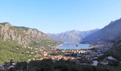 Wall Mural - Beautiful ocean and mountain views of the Bay of Kotor in Montenegro