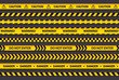 © viktoria_ngm - Caution tape set, yellow warning strips, danger symbol, arrows, yellow lines with black text and triangle sign. Horizontal banner collection with attention message.