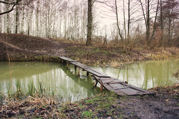 Wall Mural - Old bridge over the river. Nature. River