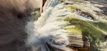 Panoramic Aerial View Of A Waterfall In Victoria Falls, Zambia-Zimbabwe