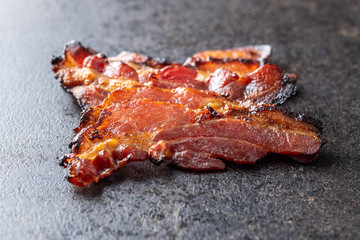 Poster - Fried bacon. Sliced roasted bacon.