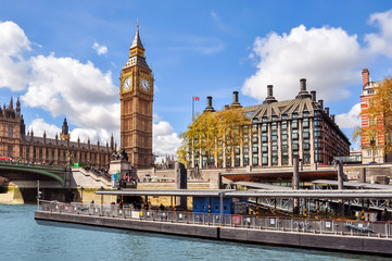 Big Ben tower and Portcullis House, London, UK