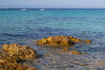 Wall Mural - stony coast line of Sardinia island, Tyrrhenian coast, Italy