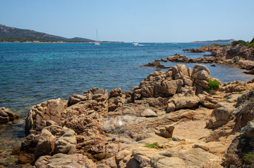 Wall Mural - stony coast line of Sardinia island, Tyrrhenian coast, Italy