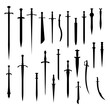 Old weapons set. Ancient swords isolated on white background. Vector EPS10.