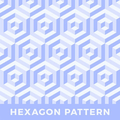 Fototapete - Hexagon seamless, abstract cube vector pattern. Blue color tone design, geometric 3d vector wallpaper, cube pattern background
