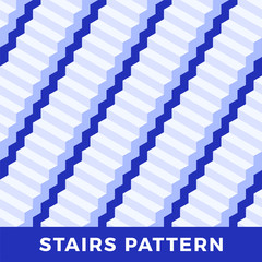 Poster - Seamless pattern of white stairs. Geometric background. Vector illustration on blue background. Good quality design