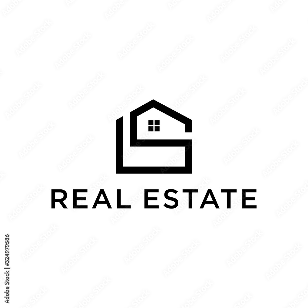 Real Estate Home Logo Design – Letter S, House Icon with Roof and ...