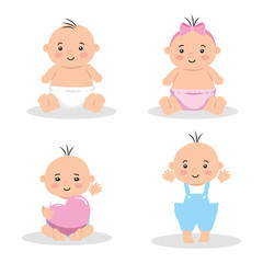 Poster - group of cute little babies vector illustration design