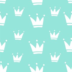 Poster - Seamless pattern of simple princess crown for design textile, fabric. Vector illustration