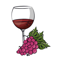 Poster - wine cup drink with grapes fruits