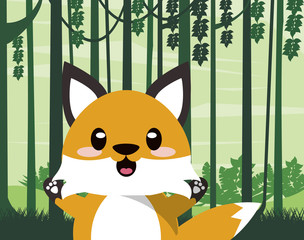 Poster - cute fox wild animal character icon