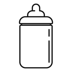 Sticker - Plastic baby bottle icon. Outline plastic baby bottle vector icon for web design isolated on white background