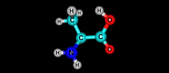 Sticker - Alanine molecular structure isolated on black