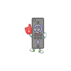 Wall Mural - A cartoon design of remote control TV holding a Foam finger