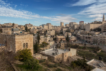 view of bethlehem in the palestinian authority from the hill of david