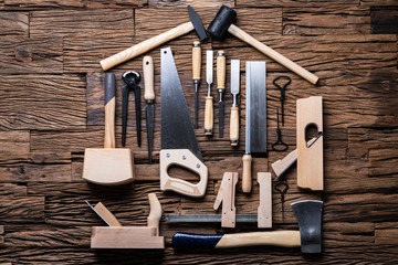 Sticker - Carpenter Tools In House Shape