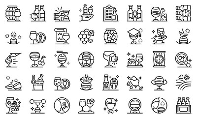 Wall Mural - Sommelier icons set. Outline set of sommelier vector icons for web design isolated on white background